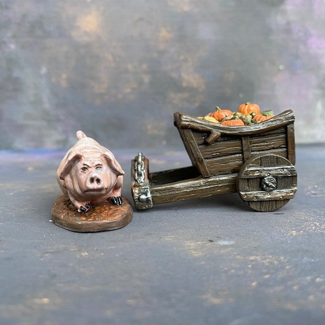 Prepainted pig and cart from the Reaper Miniatures bones range hand painted by Mrs MLG, the cart and pig are separate enabling you to use them in more ways.