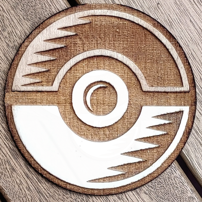 Pokemon Wooden Round Coasters poke ball