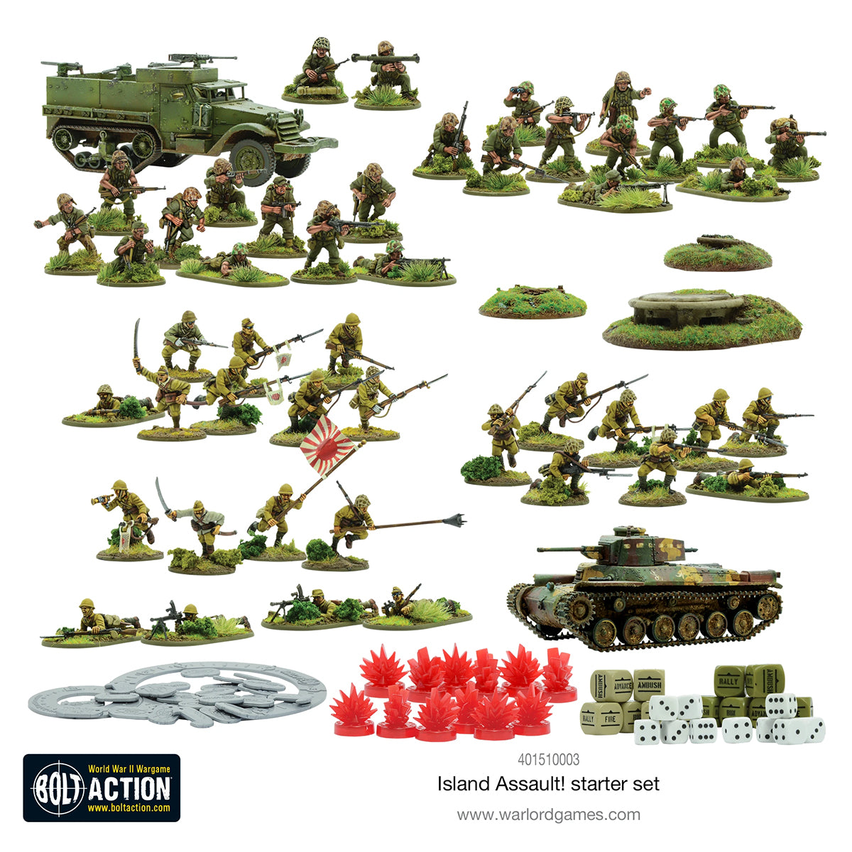 What's Inside Bolt Action: Island Asasault Starter Set?