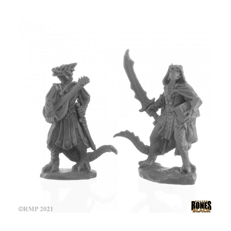 Dragonfolk Bard & Thief - Bones Black RPG Minis