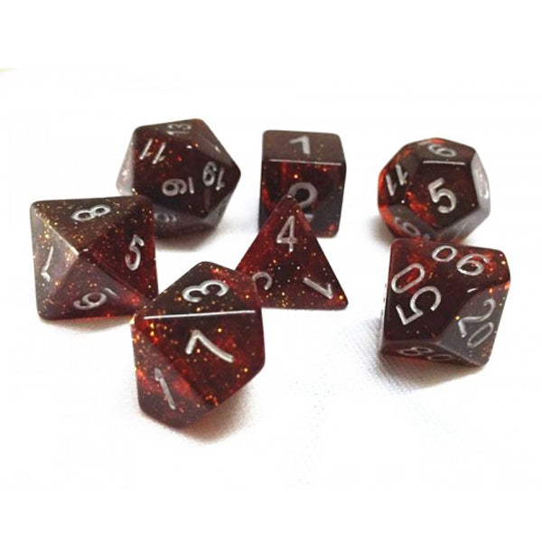 Galaxy Dice Set D20 Poly Dice set - DARK RED 