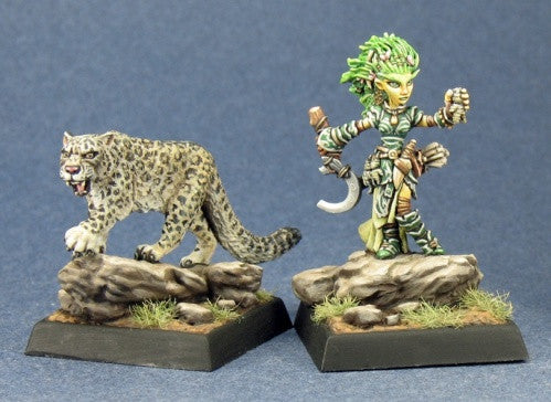 60020: Lini, Iconic Gnome Druid and Droogami, Snow Leopard