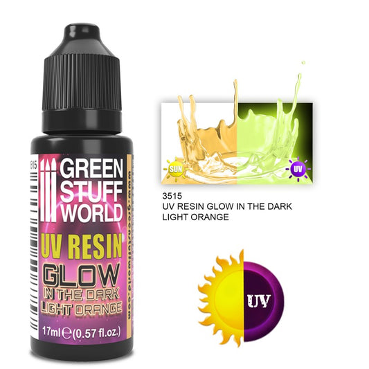 Glow In The Dark UV Resin Light Orange Green Stuff World 17ml