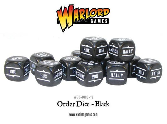 Bolt Action Orders Dice - Black :www.mightylancergames.co.uk 