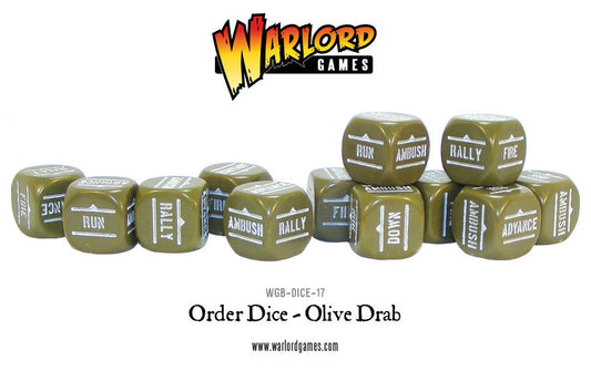 BA Orders Dice - Olive Drab (Bolt Action) :www.mightylancergames.co.uk