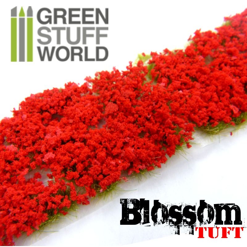 Blossom Tufts - RED Flowers - 6mm - Green Stuff World -9280