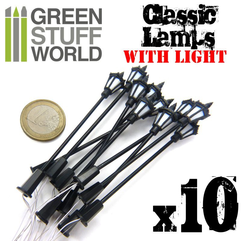 10x Classic Lamps with LED Lights -9269- Green Stuff World