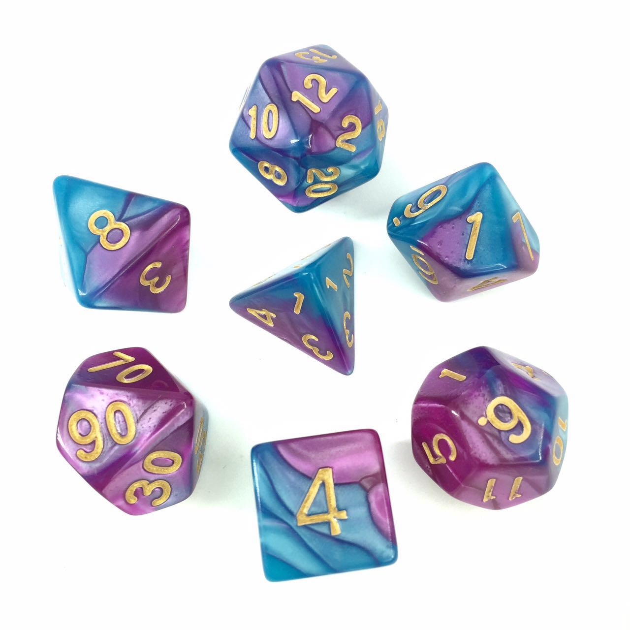 Elemental Dice Set D20 Poly  - Purple / Bright Blue