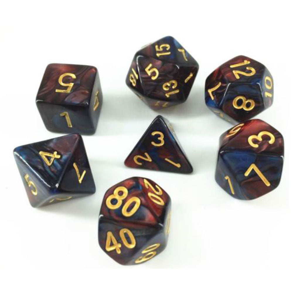 Elemental Dice Set D20 Poly - Dark Red/Blue