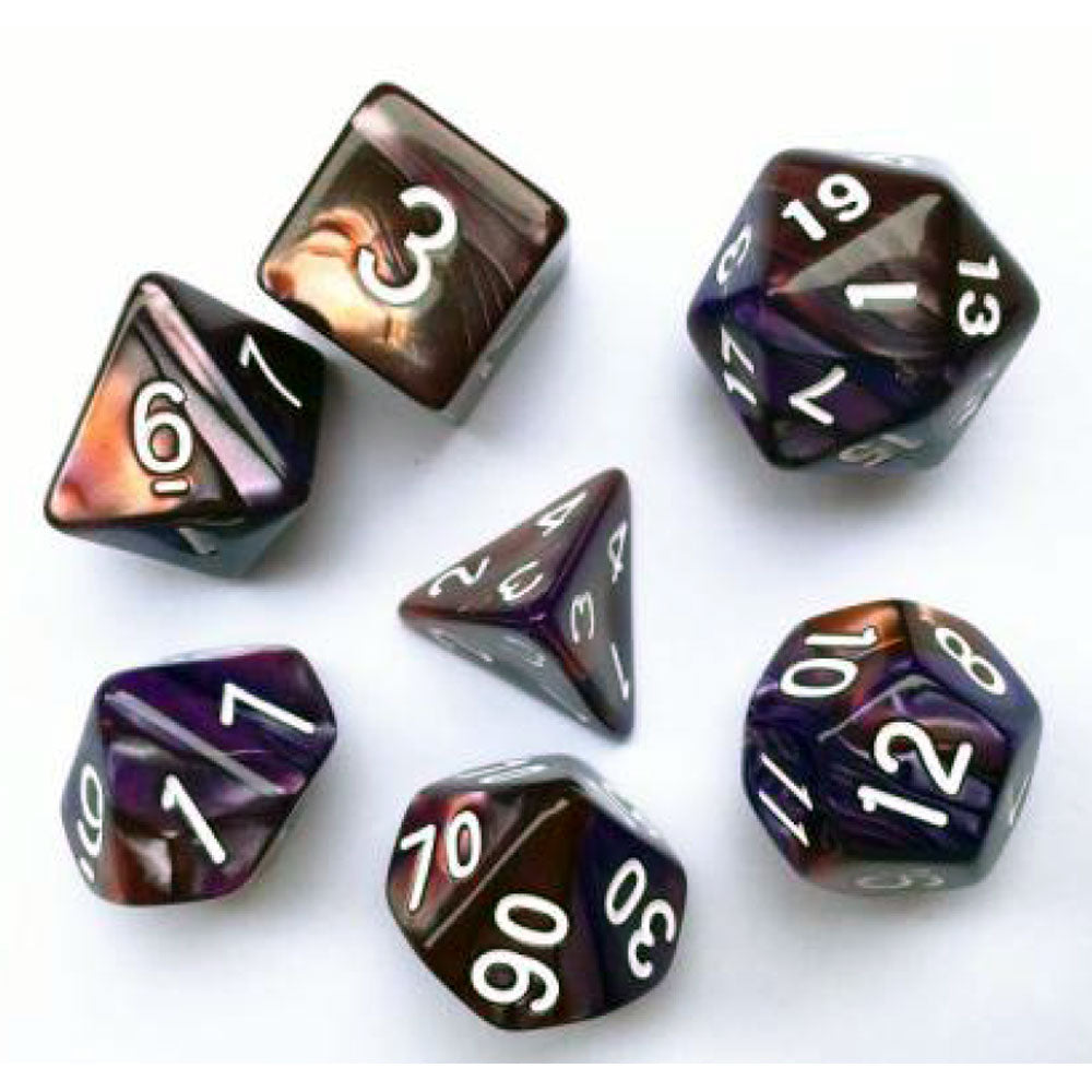 Elemental D20 Poly Dice set - Copper / Purple