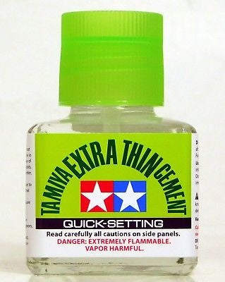 Tamiya Extra Thin Liquid Cement - Quick Setting 40ml :www.mightylancergames.co.uk