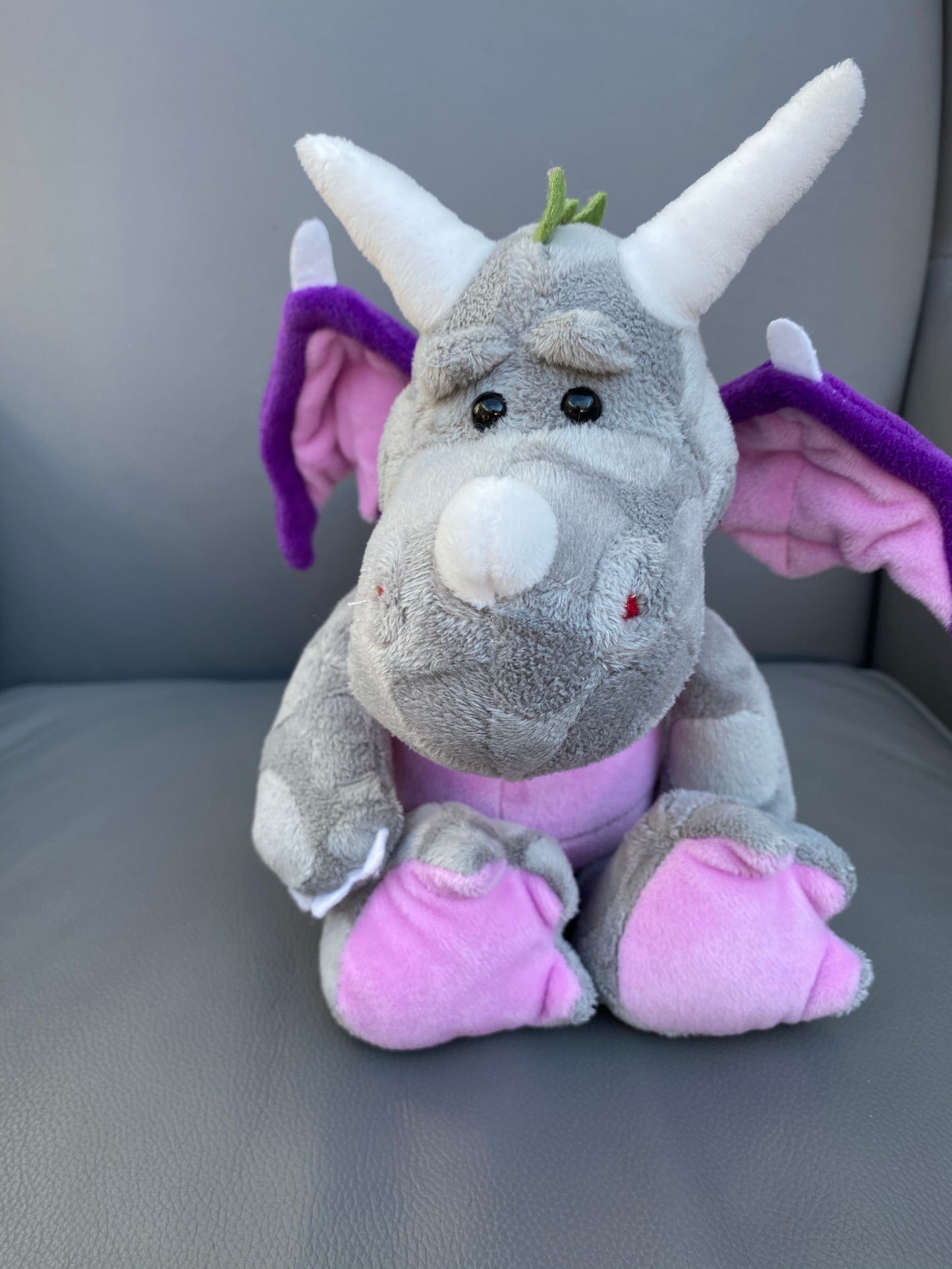 Light grey dragon with pink wings and pink accents 32CM