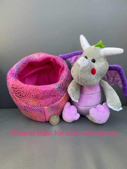 Grey Baby Dragons In Pink Egg 20CM SOFT PLUSH TOY