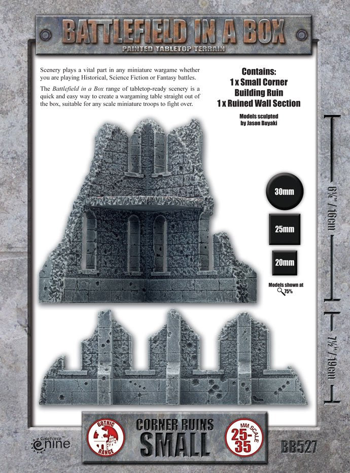 Small Corner Ruins: Gothic Battlefield Terrain - Batttlefield in a Box (BB527)