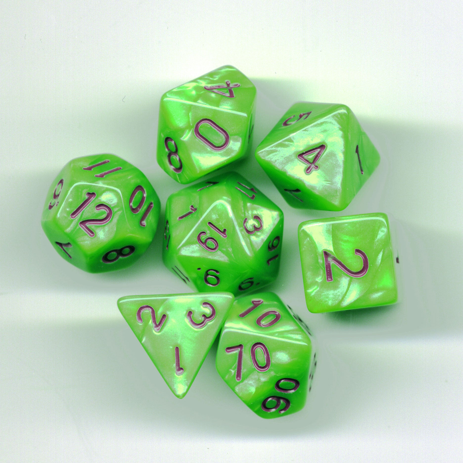 Pearl Dice Set D20 Poly  - GREEN / Purple