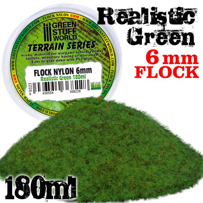 Flock Nylon Realistic Green - 6mm- 180ml - Green Stuff World -9323