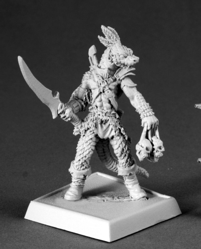 Pathfinder Miniatures -60074: Serpentfolk Warrior by Julie Guthrie: www.mightylancergames.co.uk