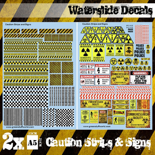 Waterslide Decals - Caution Stri...