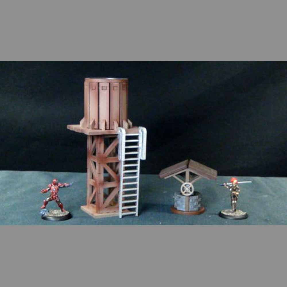 Wild West Scenics - Water Tower and Well (TT Combat MDF) :www.mightylancergames.co.uk